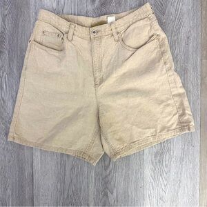 Women's Liz Claiborne Khaki Linen Shorts Sz 10 Light Academia Neutral Safari Mom